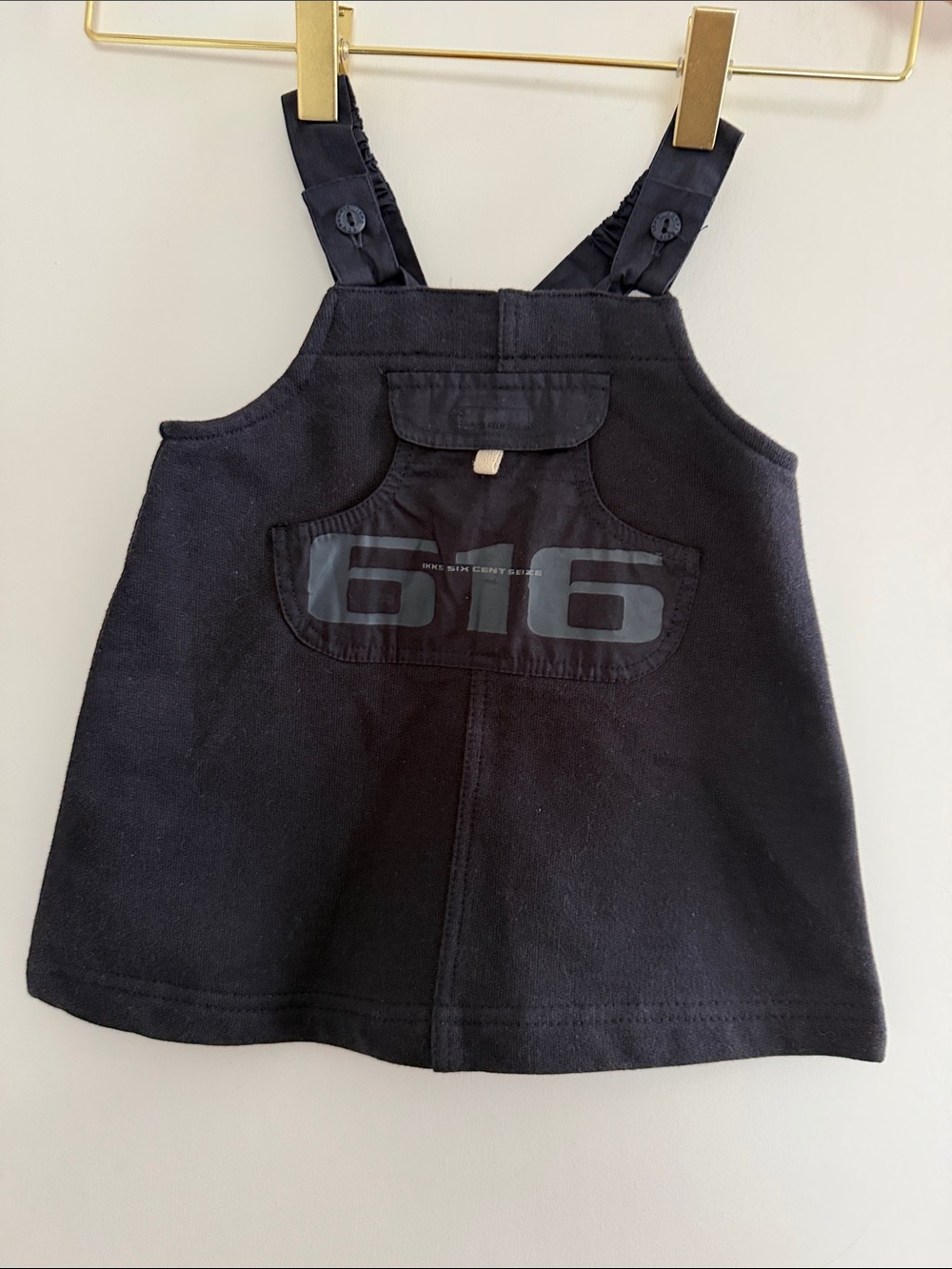 Ikks Black blue Pinafore with Button Strap size 6 months